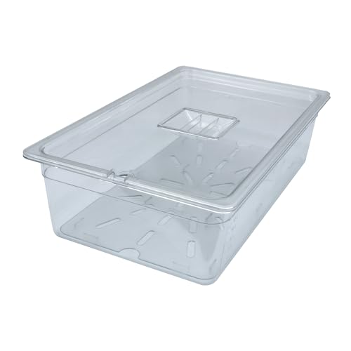 AcMax Set de policarbonato GN 1/1 Gastronorm, recipiente GN, 21 litros, profundidad de 150 mm, plástico, tapa con muesca y bandeja de goteo