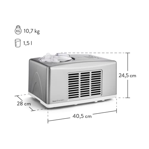 SPRINGLANE Eismaschine Emma 1,5 L mit selbstkühlendem Kompressor 150 W, aus Edelstahl mit entnehmbarem Eisbehälter, inkl. Rezeptheft (Silber, Eismaschine) – Bild 6