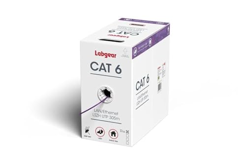 Labgear Cavo interno UTP in rame nudo solido CAT6 23AWG a basso fumo (LSZH) 4 coppie intrecciate 305 m