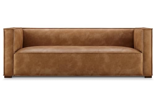 CHERS 83.3" Mid Century Modern Sofa, Luxury French Faux Leather