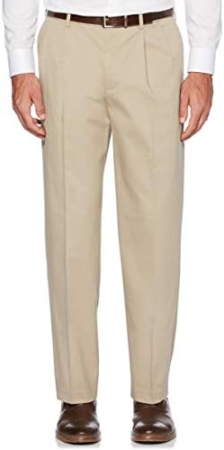 Savane Men's Stretch Ultimate Performance Pleated Chino Pants With Expandable Waistband (Waist Size 30 - 60 Big & Tall), Ultimate Mid Khaki, 38W x 29L