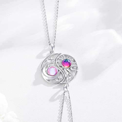 2 collane BFF con luna, sole, in argento Sterling