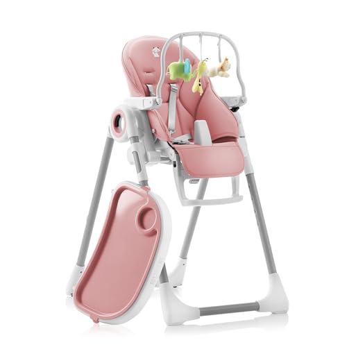 Image of Sweety Fox Baby High Chair Adjustable to 7 Different Heights - Pink Baby Chair - Silla para Comer de Bebe - Foldable High Chairs for Babies and Toddlers