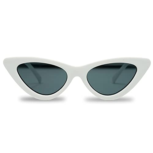 Funky Junque Kids Cat Eye Sunglasses UV Protection Lightweight Baby Sunglasses Cat Eye Shape Ages 2-9 - Narrow Cat-Eye - White
