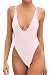 SHEKINI Women's High Cut One Piece Backless Thong Swimsuits (S, Pink)