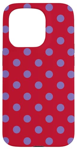 Red and Periwinkle Big Polka Dot Boho �r���e�[�W ���w �X�}�z�P�[�X iPhone 15 Pro �p