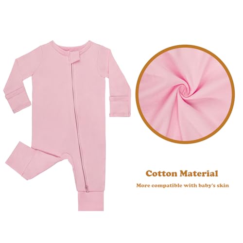 GUISBY Cotton Sleepers Footless Pajamas with Zipper and Mittens Long Sleeve Rompers for Baby4