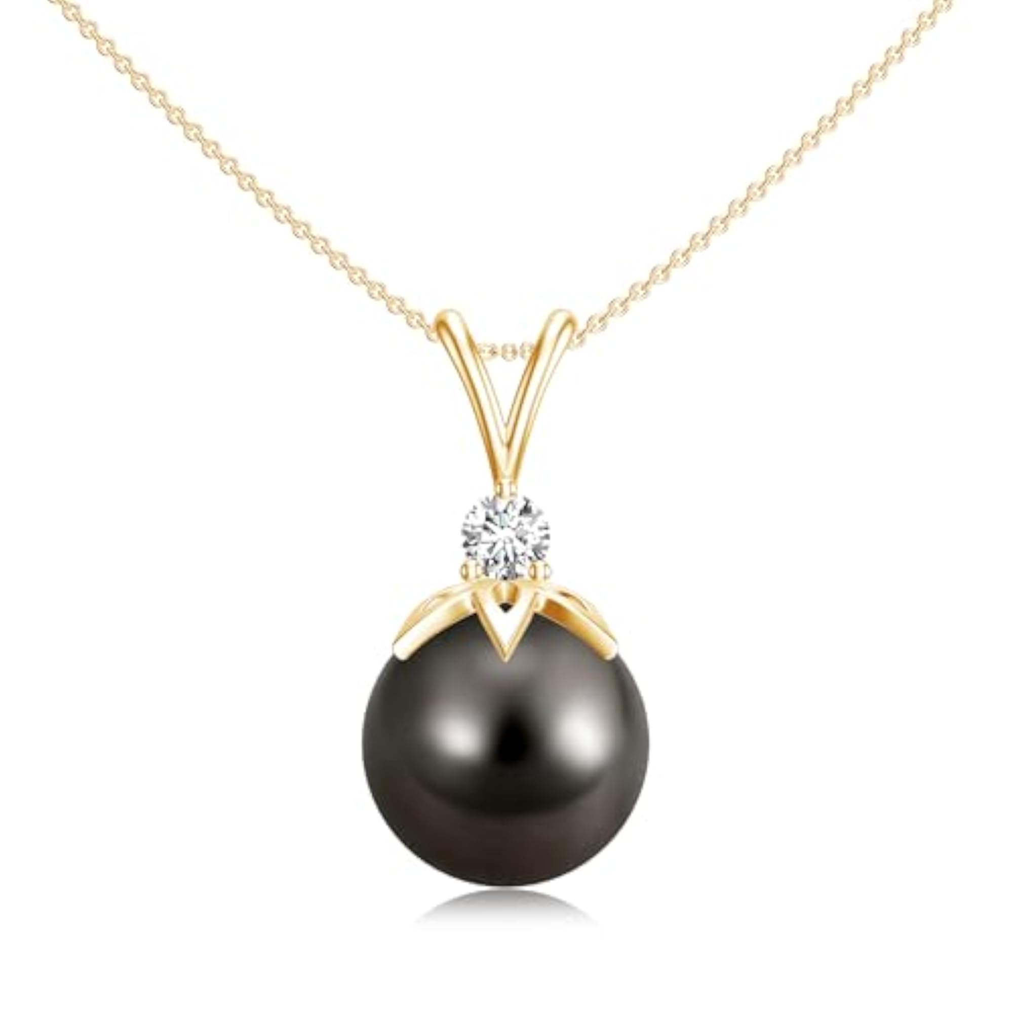 Women's Tahitian Pearl Pendant Necklace with Moissanite