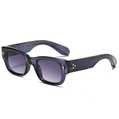 Lunettes de soleil carrées vintage avec rivets et branches larges épaisses