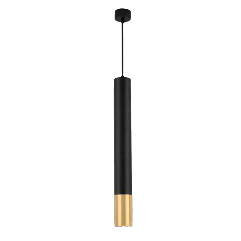 Lámpara colgante de tubo cilíndrico LED negro de 30 cm con luz blanca para techo