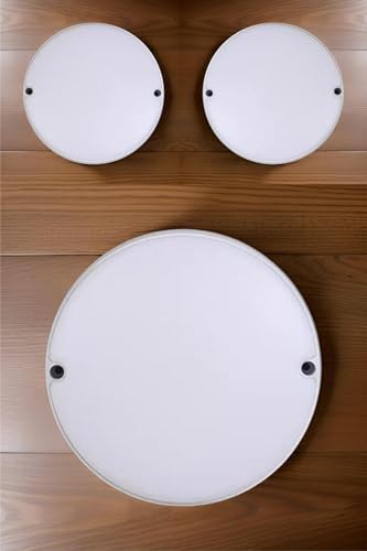 Image of OLIPS LED Bulkhead Light IP54 Waterproof Indoor /Outdoor Wall & Ceiling Light - Weatherproof, Shock Proof, Slim Plastic Surface-Mounted Fixture (12 WATT Round (Cool White), 3)