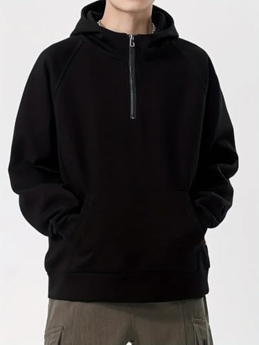 Image of Trillion Half Zipper Hooded Sweatshirt for Men (Regular Fit | Polyester Blend)