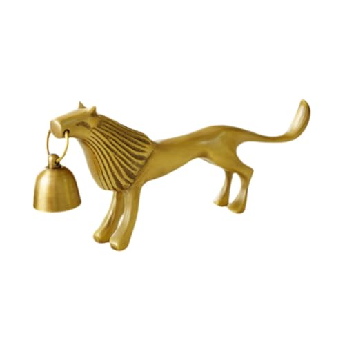 Baoblaze Christmas Lion Brass Candlesnuffer with Bell 21.5x9.5x2.5cm for Table Display Accessories Versatile Candle Extinguishing Tool