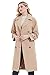 RISISSIDA Trench Coats for Women Long Double Breasted Spring Fall Waterproof Rain Jacket Overcoat Beige X-L
