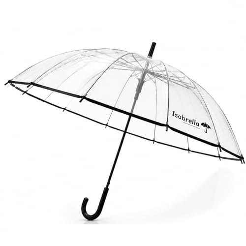 Image of ISABRELLA Transparent Umbrella For Rrain Big Size-White Dome 120CM Windproof Automatic Open Long Handle Rain Umbrella for Women & Men-Outdoor, Weddings, Travel，Daily