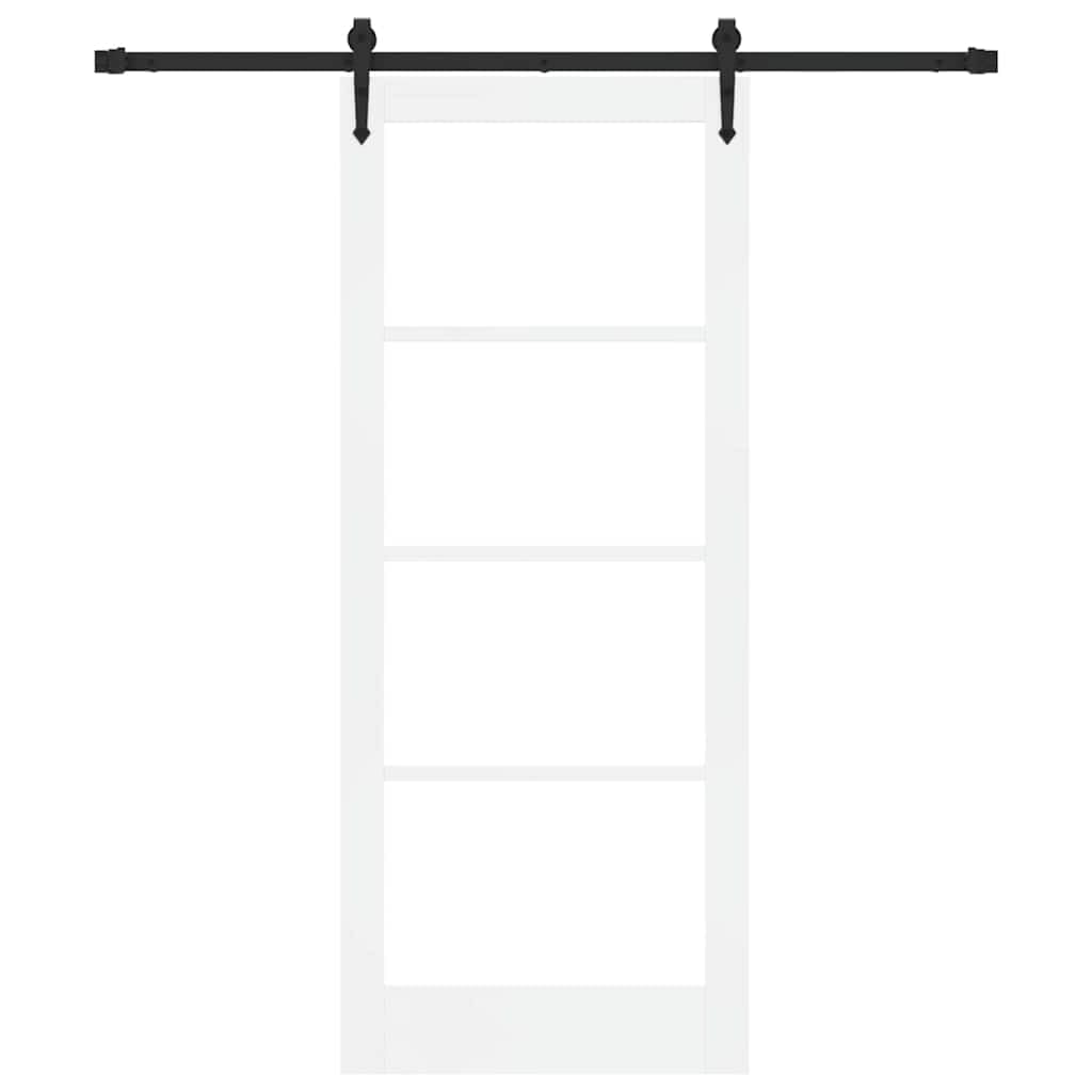 vidaXL Drzwi przesuwne 83 x 202 cm Lite drewno sosnowe i szkło Biały