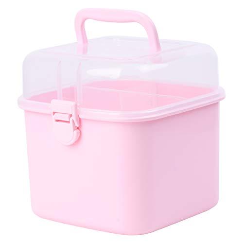 Beaupretty 1個 箱収納ボックス 家族の緊急キット ふた付きの小さなバケツ 空の キット ミニ clean pink 錠剤容器 錠剤オーガナイザー プラスチック ピンク