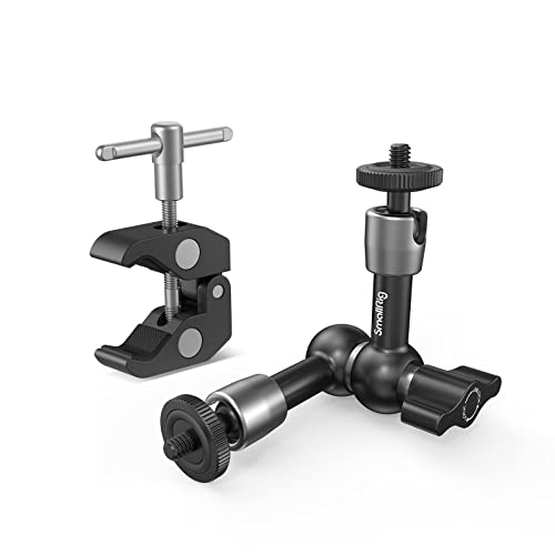 SMALLRIG Super Clamp w/ 1/4 and 3/8 Thread and 5.8 Inches Adjustable Friction Power Articulating Magic Arm with 1/4 Thread Screw for LCD Monitor/LED Lights - KBUM2730