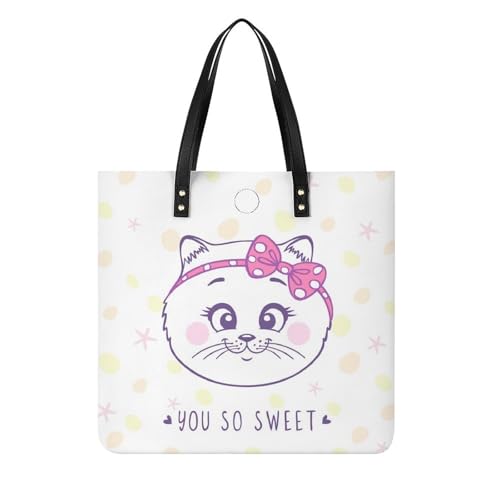 Grand sac à main Petit Chat pour femmes au design soigné et format cabas