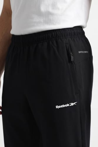 Image of Reebok Men's Woven Mesh Track Pants - Breathable Mesh Panels Gym Trackpants for Men | Training Running Payjama for Men | Athletic Pants - Elastic Drawcord Waistband