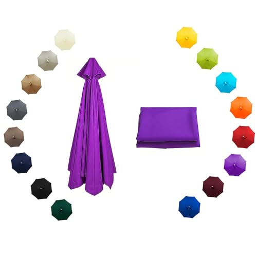 6 Arms/8 Arms Patio Umbrella Replacement Canopy, 8ft 9ft 10ft Garden Parasol Covers, UV Protection Replacement Fabric for Market Table Umbrella(Purple,300cm/10ft-6ribs)