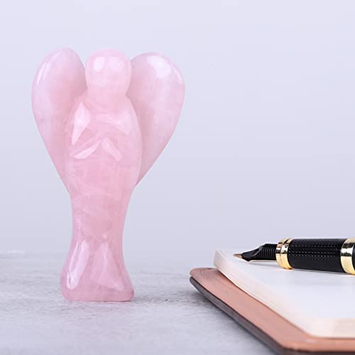 KYEYGWO 7.5 cm Rose Quartz Gemstone Angel Figurine - Image 4