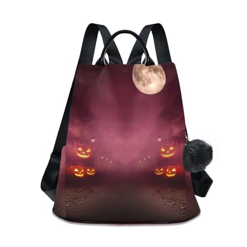 Sac à dos antivol pour femme idéal pour les sorties d'Halloween motif citrouilles rouge
