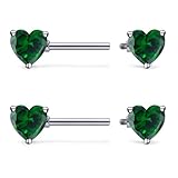Goerhsjie ASTM F136 Titanium Internally Threaded 14G Nipple Piercing Rings Barbells Green Emerald Cute Heart CZ Jewelry Set 14 g Gauge Niple Bars for Women Hypoallergenic