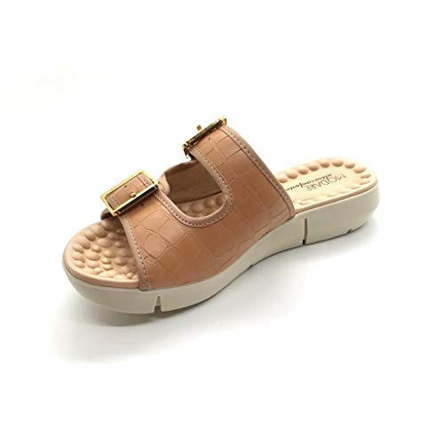 Tamanco Chinelo Modare Conforto Palmilha Massageadora Bege Cor:Marrom;Tamanho:35