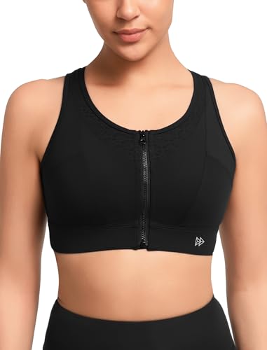 Yvette Womens Zip Front Sports Bra High Impact Supportive Plus Size Bra for Large Bust2