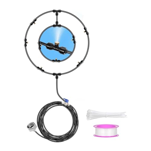 Kissmii Kit Nebulización Ventilador para Patio Exterior, Nebulizadores Agua para Enfriar Enfriamiento Nebulización Ventilador Exterior Línea Nebulización 26,3 Pies