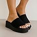 CUSHIONAIRE Pim Wedge Chunky Platform Womens Sandals with Firm Knit Upper & Memory Foam Summer Sandals for Women 2025, BLACK 8.5