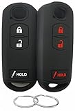 REPROTECTING Silicone Rubber Key Fob Cover Compatible with 2010-2019 Mazda 3 6 CX-3 CX-5 CX-7 CX-9 WAZSKE13D02 KDY3-67-5DY, black black, 7.5*4.5