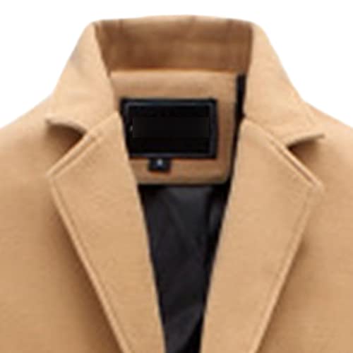 Maiyifu-GJ Men's Wool Blend Trench Coat Single Breasted Business Long Pea Coats Lightweight Notched Lapel Overcoat Jacket2