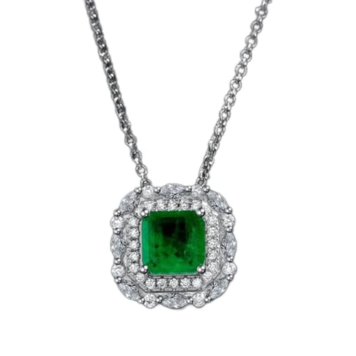 Bijoux émeraude moissanite et collier pendentif en argent 925