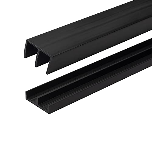 1/2' Panel Sliding Door Track - 48' Black Plastic Upper & Lower Set, USA Made, Pack of 1 - Outwater