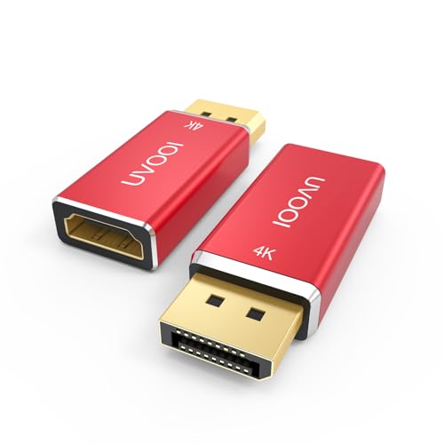 UVOOI DisplayPort to HDMI Adapter 4K 2-Pack, DP to HDMI Adapter, Male Display Port to HDMI Female Connector for Laptop Computer Monitor TV Projector and More-Not Bidirectional