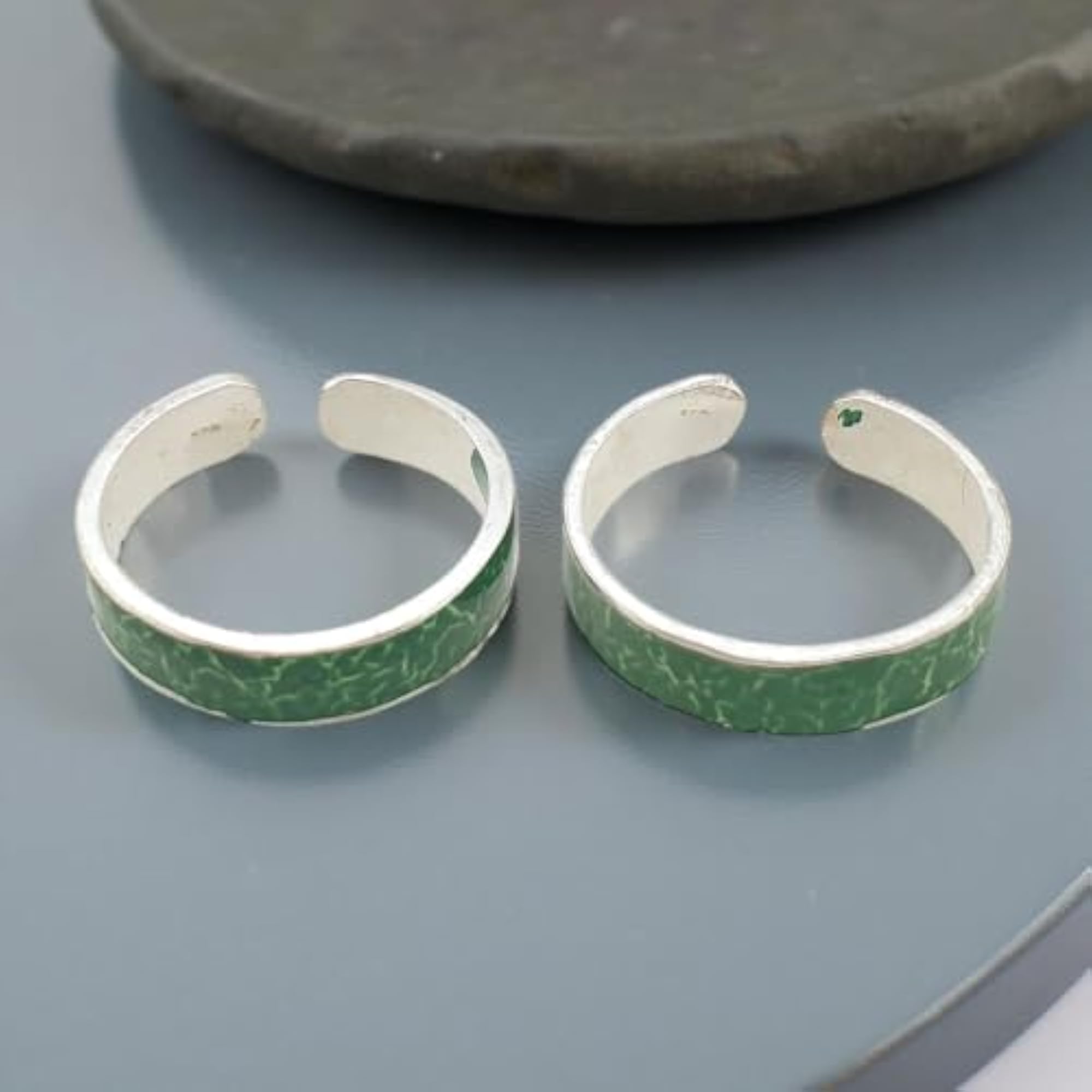 Women's 925 Silver Band Design Toe Ring Bichhiya, Pair