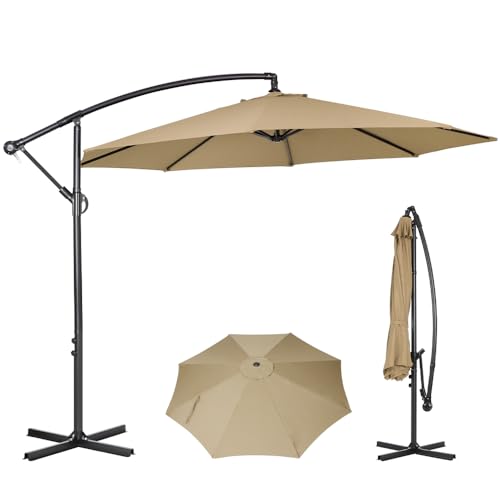 Panana 3M Garden Cantilever Parasol Outdoor Banana Hanging Umbrella 8 Sturdy Ribs with Crank...