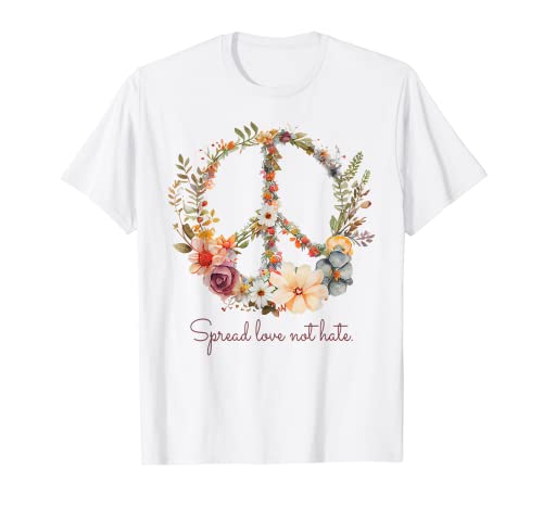 Daisy Peace Sign Hippie Soul Tshirt Flower Lovers Acquerello Maglietta