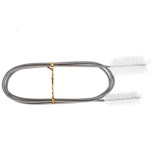 Flexible Hose Cleaning Brush Stainless Steel Filter Pump Spring Brush Double Ended Brush (White)