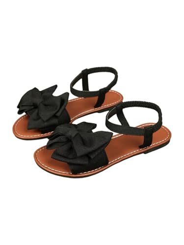 COZYEASE Women's Bow Knot Open Toe Flats Comfy Flat Sandals Summer Slip Ons