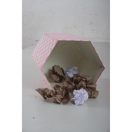 Image of Floral Hand Block Printed 3.3 Gallon Decorative Waste Basket - Eco-Friendly Cardboard Trash Can, Plastic-Free & Sustainable, Perfect for Christmas and Housewarming Gifts (1, Pink Botti)