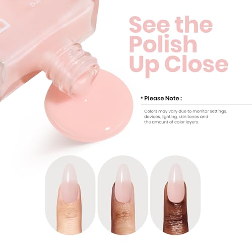 beetles nail concealer - 2 in 1 light pink jelly nail polish nail strengthener and growth fast dry quick jelly natural nail strengthener and growth treatment for thin and damaged nails051 fl oz