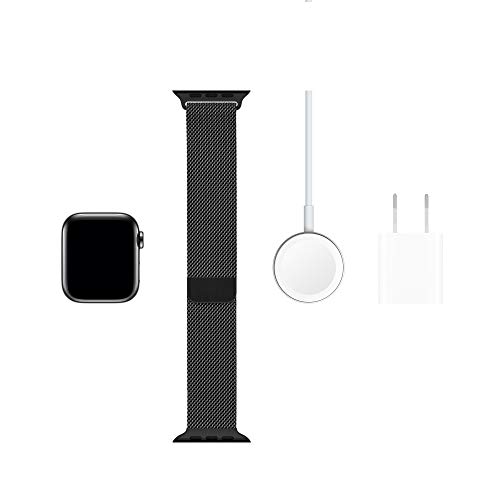 Image of Apple Watch Series 5 (GPS + Cellular, 40mm) - Space Black Stainless Steel Case with Black Milanese Loop