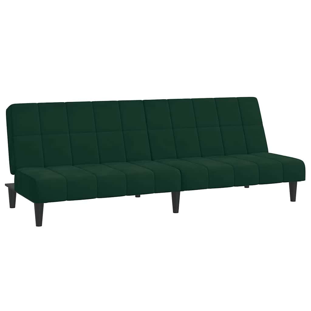 vidaXL Dark Green Velvet 2-Seater Sofa Bed - Convertible Loveseat Couch for Living Room or Guest Room -