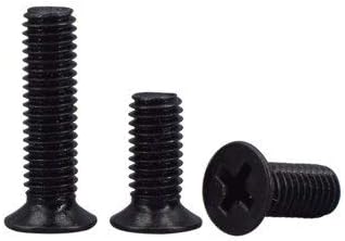 100pcs M1.2 Countersunk Head Screws Cross Flat Headel Screw Mechanical Bolt Carbon Steel Black Color GB819 2mm-8mm Long - (M1.2x5mm) SCRW-163791