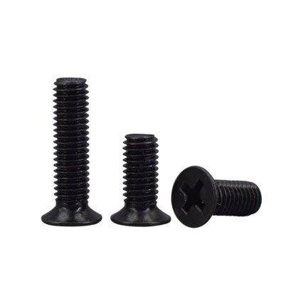 100pcs M1.2 Countersunk Head Screws Cross Flat Headel Screw Mechanical Bolt Carbon Steel Black Color GB819 2mm-8mm Long - (M1.2x5mm) SCRW-163791
