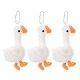 SHINEOFI Lot de 3 Mini Porte clés en Peluche Oie Blanche Chaîne Perles, Pendentif Animal en Peluche Doux pour Paquet à Dos, Décorations de Fête et Présents D'invités Adorable et Pratique