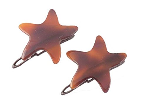 Charles J. Wahba Assorted Shapes - Delrin Side Barrettes (Paired) - Handmade in France (16058-1, Tortoise)